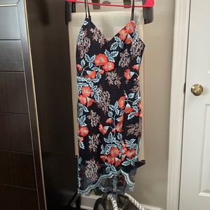 Size 6 Guess dress. Black with blue and peach floral.